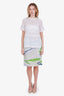Emilio Pucci Green/Blue Silk Printed Midi Skirt Size 10