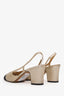 Pre-loved Chanel™ Gold/Black Fabric CC Logo Cap Toe Slingback Heels Size 36