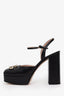 Gucci Black Leather Double G Embellished Platform Pumps Size 40.5