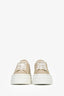 Prada Beige/White Canvas and Leather Triangle Platform Sneakers Size 36