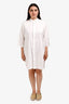 Labo.Art White Cotton Poplin Three-Quarter Sleeve Shirt Dress Size 3