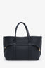 Loro Piana Navy Leather Ghiera Shopper Small Tote with Pouch