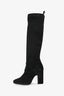 Pierre Hardy Black Suede Ribbed Knee High Heeled Boots Size 39