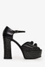 Saint Laurent Black Leather Studded Platform 'Candy' Heels Size 38