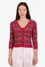 Pre-loved Chanel™ Pink/Multicolour Mohair Cropped Striped Cardigan Size 34