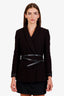 Ba&sh Purple/Black Patterned Single Breasted Blazer With Belt Size 2