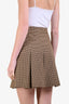 Celine Brown Wool Houndstooth Pleated Mini Skirt Size 34