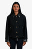 3.1 Philip Lim Navy Tweed Leather Hybrid Moto Jacket Size S