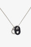 Hermès Silver Tone Black Swift O'Maillon Pendant Necklace