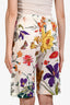 Gucci White/Multi Cotton Floral Print Short Size 44