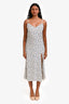 Reformation White/Blue Floral Print Side Slit Midi Dress Size 2