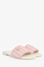 Pre-loved Chanel™ White/Pink Terrycloth Crochet Striped Mules Sandals Size 37.5