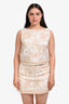 Le' AL.X Cream/Beige Printed Linen Top + Skort Set Size L/10