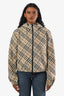 Burberry Beige Check Zip Up Cropped Jacket Size M
