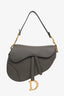 Christian Dior Olive Taupe Grained Calfskin Saddle Bag with Strap