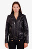 Saint Laurent Black Leather Belted Biker Jacket Size 48