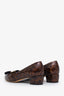 Salvatore Ferragamo Brown Patent Leather Vara Bow Block Heels Size 6.5