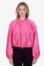 Gucci Pink Silk GG Supreme Bomber Jacket Size 44