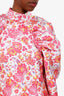Rotate Birger Christensen Pink/White Floral Puff-Sleeve Dress Size 38