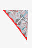 Hermès Red/Multicolour Cashmere Silk 'Bouquets Sellier' Triangle Scarf