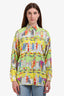 Versace Jean Couture Green/Multicolour Silk Button Down Collared Top Size XS