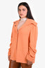 St. John Orange Cashmere Button Up Sweater Size XL