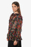 Dolce & Gabbana Black/Multi Silk Floral Print Ruffle Blouse Size 44