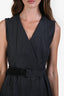 Akris Punto Grey Wool Belted Midi Dress Size 8