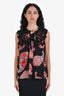 Giambatista Valli Black/Red Silk Sleeveless Top Size S