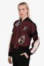Louis Vuitton Burgundy Embroidered Patchwork Bomber Jacket Size 40