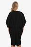 Saint Laurent Black Wool Deep-V Neck Mini Dress 44