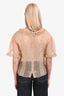Oscar de la Renta Beige Silk Lace Raw Hem Blouse Size 4