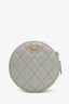 Pre-loved Chanel™ 2021 Grey Quilted Leather Pearl Crush Round Clutch Bag