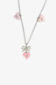 Vivienne Westwood Silver Tone Long Pink Heart Ribbon Charm Necklace