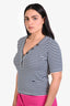 Frame Navy/White Cotton Striped Henley Tee Size M