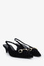 Gucci Black GG Velvet Horsebit Slingback Pump Size 38