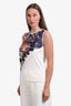 Hermès White Silk Flamingo Party Short Sleeve Top Size 34
