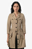 Miu Miu 2010 Beige Pleated Detail Knee-Length Trench Coat Size 38