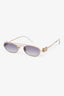 Miu Miu Metal Frame Blue Mirror Oval Logo Sunglasses