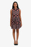 Sandro Black/Red Printed Ruffled Skirt Sleeveless Mini Dress Size 1