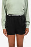T by Alexander Wang Black Silk Logo Mini Shorts Size XXS