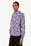 Isabel Marant Etoile Silk Purple/Multicolour Ikat Pattern Long Sleeve Blouse Size 38