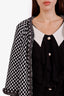 Pre-loved Chanel™ 14P Black/White Check Chain Trimmed Knit Cardigan Size 36