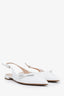 Prada White Patent Leather Bow Accent Slingback Flat Size 38.5