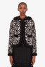 Pre-loved Chanel™ Black/White Wool Camellia CC Cardigan Jacket Size 34