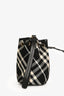 Burberry Black/White Canvas and Leather Mini Check Bucket Bag