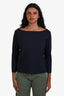 The Row Navy Blue Wide Neck Long Sleeve Top Size XS