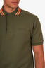 Gucci Green Logo Embroidered Striped Collar Polo Shirt Size S Mens