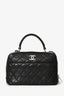 Pre-loved Chanel™ Black Quilted Lambskin Trendy CC Medium Bowling Bag Silver Hardware