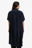 6397 Black Silk Button Down Shirt Dress Size M